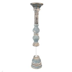 Clayre & Eef Vintage pasztell kk / krm antikolt fa gyertyatart (59cm)