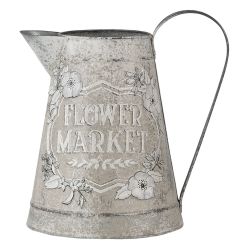 Clayre & Eef Vintage Flower Market antikolt szrke alapon fehr virgmints fm dekor kanna