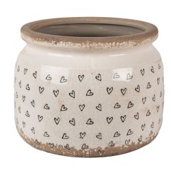 Clayre & Eef Vintage krm alapon apr szvecsks antikolt kermia virgcserp / kasp (L)