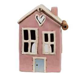 Clayre & Eef Vintage pasztell rzsaszn gyertya / mcsestart kermia hzik (21cm)
