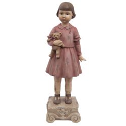 Clayre & Eef Vintage nosztalgia dekorfigura kislny macival
