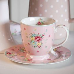 Isabelle Rose Shabby Chic Abby halvny rzsaszn alapon tavaszi virgmints porceln bgre (4dl)