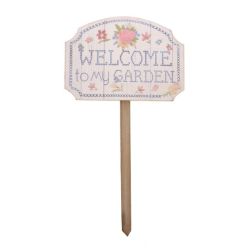 D & D Vintage bzs alapon gravrozott Wecome to my Garden feliratos leszrhat fa tbla
