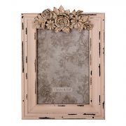  Clayre & Eef Shabby Chic antikolt pasztell rzsaszn virgos / dszes asztali / fali fa kpkeret