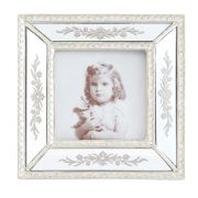  Clayre & Eef Vintage ezsts fehrrel gravrozott szln tkrs kpkeret (17x17cm)