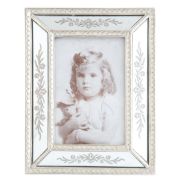  Clayre & Eef Vintage ezsts fehrrel gravrozott szln tkrs kpkeret (22x17cm)