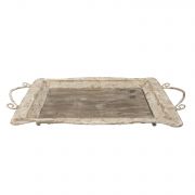  Clayre & Eef Vintage ersen antikolt krm / szrke fm keretes kzpen falapos NAGY tlca (65cm)