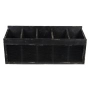  Clayre & Eef Vintage vidki stlus antikolt fekete nagy fali 5 rekeszes trol fm hlval