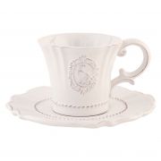  Clayre & Eef Shabby Chic Queen Of Birds fehr dombor dszes madaras cssze + alj szett
