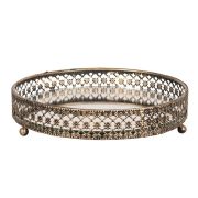  Clayre & Eef Vintage bronz kerek fmtlca vegbetttel