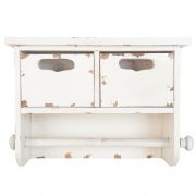  Clayre & Eef Shabby Chic antikolt fehr fa fali polc + paprtrl tart 2 fikkal