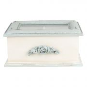  Clayre & Eef Shabby Chic antikolt krm / pderkk rzss 4 rekeszes fa tesdoboz