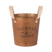  Clayre & Eef Vintage rozsdabarna Flowers and Garden kerek fm virgtart / kasp fllel