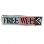  Clayre & Eef Vintage pasztell rzsaszn / trkiz alapon Free Wi-Fi feliratos fm tbla