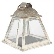  Clayre & Eef Vintage fehr / zldes antikols fa ris lanterna fm tetvel