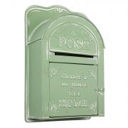  Clayre & Eef Vintage Post antikolt mentazld dombor dszes feliratos ves fm postalda