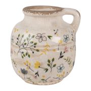  Clayre & Eef Vintage krm alapon mezei virgos antikolt kermia fles virgcserp / kasp (M)