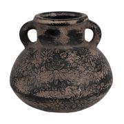  Clayre & Eef Vintage antikolt szrke / fekete virgmints kermia virgcserp / kasp kt fllel (S)