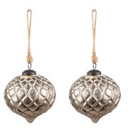  Clayre & Eef Vintage bzs antikols bronzos / ezsts dombor 2 db-os veg fggdsz szett (7cm)