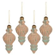  Clayre & Eef Vintage antikolt rz / zld karcsonyi fggdsz szett vegbl (14cm)