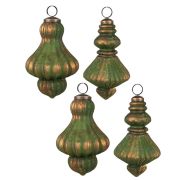  Clayre & Eef Vintage antikolt zld / arany harang alak 4 db-os ris vegdsz szett (15cm)