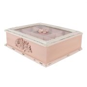  Clayre & Eef Shabby Chic antikolt rzsaszn rzss 9 rekeszes fa teafilter tart doboz