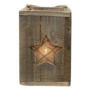  Clayre & Eef Country stlus fa gyertyatart / lanterna csillag mintval (28cm)