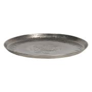  Clayre & Eef Vintage antikolt ezst szn patins fm gravrozott dszes kerek tlca
