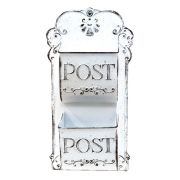  Clayre & Eef Vintage Post feliratos dszes antikolt fehr fm fali levltart / trol