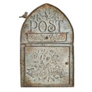  Clayre & Eef Vintage antikolt zldes szrke dombornyomott madrks fm postalda
