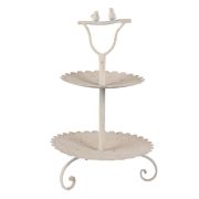  Clayre & Eef Shabby chic antikolt bzs/szrke 2 emeletes csipks szl madaras fm knl
