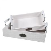  Ambiente H. Shabby chic antikolt fehr 2 db-os tlcaszett fa fogantyval elejn fm plakettel