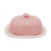  Isabelle Rose Shabby Chic pasztell rzsaszn alapon fehr pttys kermia vajtart