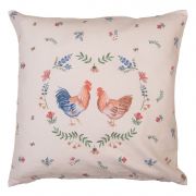  Clayre & Eef Chicken & Rooster vajszn alapon farm llatos / virgos pamut dszprna huzat