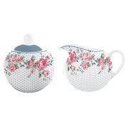  Isabelle Rose Shabby Chic Julia fehr alapon rzss / pttys porceln cukortart + tejkint szett
