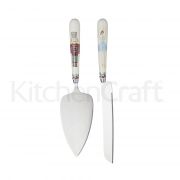  Kitchen Craft Nosztalgia diótörő mintás 2 db-os kerámia nyelű tortalapát + kés szett