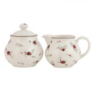  Clayre & Eef La Petite Rose shabby chic piros rzss 2 db-os porceln tejkint / cukortart szett