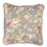  Clayre & Eef Shabby Chic szrke alapon nagy rzss steppelt prnahuzat (40x40cm)