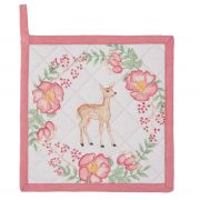  Clayre & Eef Shabby Chic Sweet Deer virágos / őzikés steppelt textil edényalátét
