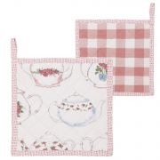 Teapots and Cups rzsaszn / krm kocks s teakanns steppelt textil ednyaltt