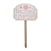  D & D Vintage bzs alapon gravrozott Wecome to my Garden feliratos leszrhat fa tbla