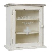  Clayre & Eef Shabby chic antikolt fehr fa gygyszeres vegajts faliszekrny (KZEPES)