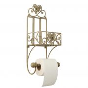  Clayre & Eef Shabby Chic antikolt szrke rzss fm fali polcos toalettpapr tart