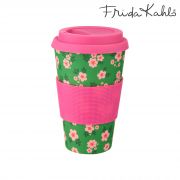  Sass and Belle Frida Kahlo printed zld alapon virgos kemny bambusz Coffee To Go pohr