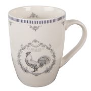  Clayre & Eef Country Devine French Rooster krm alapon kk / szrke kakasos porceln bgre (3dl)