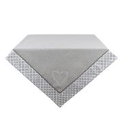  Clayre & Eef Lovely Heart szrke / fehr hmzett szv mints pamut asztaltert (100x100)
